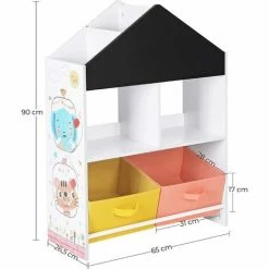 SONGMICS Meuble Enfant, Organisateur Jouets Et Livres, Étagère De Rangement Avec Tableau Noir, Avec Boîtes, étagères, Pour Chambre D'enfant, Salle De Jeux, Blanc, Noir, Orange Et Jaune GKR320W01 - Multicolore -SONGMICS Soldes 54701803 5