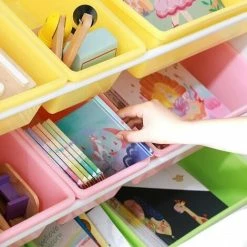 SONGMICS Meuble De Rangement Jouets Enfant, Organisateur De Jouets, Avec 12 Boîtes Amovibles Plastique, Pour Chambre D’Enfant, Garderie, 86 X 38 X 78 Cm, Blanc, Rose, Orange, Violet, Vert GKR004P01 - Multicolore -SONGMICS Soldes 54701829 3