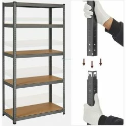 SONGMICS Étagère Charge Lourde Métallique à 5 Niveaux, 180 X 90 X 40 Cm, Capacité 875 Kg (175 Kg/Niveau), Étagère De Garage, Planches Réglables, Cadre En Acier, Gris GLR040G01 -SONGMICS Soldes 54701830 4