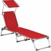 SONGMICS Bain De Soleil Inclinable, Chaise Longue, Transat Pliable En Alu, Toile Textilène, Coussin, Pare Soleil Réglable, 193 X 67 X 32 Cm, Charge 250 Kg , Rouge, GCB19RD - Rouge -SONGMICS Soldes 54701841 1