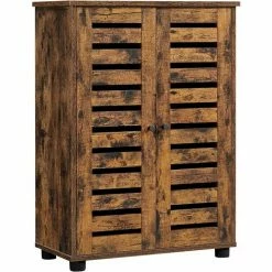 VASAGLE Meuble De Rangement, Armoire Salle De Bain, Placard, Buffet, Avec 2 Portes Persiennes, 2 Planche Réglable En Hauteur, Pour Salle De Bain, Salon, Chambre, Couloir, Marron Rustique Par SONGMICS BBK142X01 - Marron Rustique