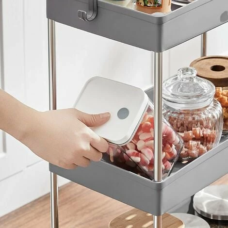 SONGMICS Desserte à Roulettes, Chariot De Rangement, Étagère Roulante, 3 Niveaux, Gain De Place, Pour Salle De Bain, Cuisine, Bureau, 40 X 22 X 60 Cm, Gris KSC009G01 - Gris 6 SONGMICS Desserte à Roulettes, Chariot De Rangement, Étagère Roulante, 3 Niveaux, Gain De Place, Pour Salle De Bain, Cuisine, Bureau, 40 X 22 X 60 Cm, Gris KSC009G01 - Gris – Image 4