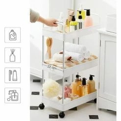 SONGMICS Chariot Fin, Étagère De Cuisine à 3 Niveaux, Chariot De Salle De Bain Pour Petit Espace, Avec Roulettes Et Poignées, 40 X 22 X 67 Cm, Blanc KSC019W01 - Blanc 10 SONGMICS Chariot Fin, Étagère De Cuisine à 3 Niveaux, Chariot De Salle De Bain Pour Petit Espace, Avec Roulettes Et Poignées, 40 X 22 X 67 Cm, Blanc KSC019W01 - Blanc -SONGMICS Soldes 55163745 4