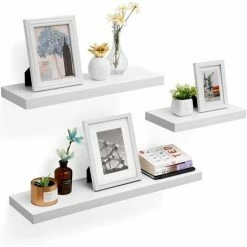 VASAGLE Étagère Murale, Tablette Flottante, Étagère Suspendue, Pour Livres, Photos, Décoration, 80 X 20 X 3,8 Cm, En MDF, Pour Salon, Cuisine, Entrée, Chambre, Salle De Bain, Blanc Par SONGMICS LWS28WT - Blanc