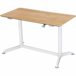 SONGMICS Soldes 39 SONGMICS Table De Bureau Réglable En Hauteur Avec Pieds Réglables, Espace De Travail Réglable En Hauteur Pour Ordinateurs, Moniteurs Et Ordinateurs Portables Maserung Naturel, LAD08NW - Bois Et Blanc
