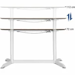 SONGMICS Table De Bureau Réglable En Hauteur Avec Pieds Réglables, Espace De Travail Réglable En Hauteur Pour Ordinateurs, Moniteurs Et Ordinateurs Portables Maserung Naturel, LAD08NW - Bois Et Blanc -SONGMICS Soldes 55163751 5