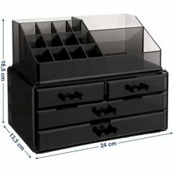 SONGMICS Organiseur De Maquillage, Boîte De Rangement Pour Cosmétiques, 4 Tiroirs, Cadeau Noel JKA007BK - Noir -SONGMICS Soldes 55163765 5