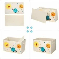 SONGMICS Boîte De Rangement, Bac Pliable, Coffre Pour Jouets, Organisateur Avec Deux Poignées Et Couvercle, Pour Salle De Jeux, Chambre à Coucher, Placard, Crèche, Beige RFB003W01 - Beige -SONGMICS Soldes 55296523 4