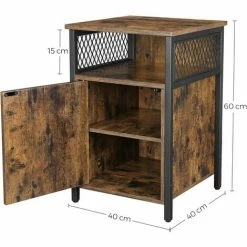 VASAGLE Table De Chevet, Table D'appoint, 40 X 40 X 60 Cm, Ace Compartiment Ouvert, Placard, Pour Salon, Chambre, Marron Rustique Et Noir LET068B01 Par SONGMICS - Marron Rustique Et Noir -SONGMICS Soldes 55296524 5