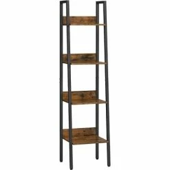 Étagère échelle, Bibliothèque à 4 Niveaux, Meuble De Rangement Sur Pied, Pour Salon, Chambre, Cuisine, Cadre En Acier, Facile à Assembler, Style Industriel, Marron Rustique Et Noir Par SONGMICS LLS108B01 - Marron Rustique Et Noir