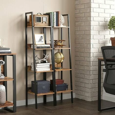 Étagère échelle, Bibliothèque à 4 Niveaux, Meuble De Rangement Sur Pied, Pour Salon, Chambre, Cuisine, Cadre En Acier, Facile à Assembler, Style Industriel, Marron Rustique Et Noir Par SONGMICS LLS108B01 - Marron Rustique Et Noir 4 Étagère échelle, Bibliothèque à 4 Niveaux, Meuble De Rangement Sur Pied, Pour Salon, Chambre, Cuisine, Cadre En Acier, Facile à Assembler, Style Industriel, Marron Rustique Et Noir Par SONGMICS LLS108B01 - Marron Rustique Et Noir – Image 2