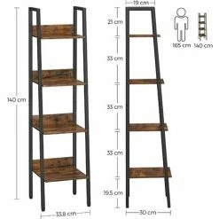 Étagère échelle, Bibliothèque à 4 Niveaux, Meuble De Rangement Sur Pied, Pour Salon, Chambre, Cuisine, Cadre En Acier, Facile à Assembler, Style Industriel, Marron Rustique Et Noir Par SONGMICS LLS108B01 - Marron Rustique Et Noir 11 Étagère échelle, Bibliothèque à 4 Niveaux, Meuble De Rangement Sur Pied, Pour Salon, Chambre, Cuisine, Cadre En Acier, Facile à Assembler, Style Industriel, Marron Rustique Et Noir Par SONGMICS LLS108B01 - Marron Rustique Et Noir -SONGMICS Soldes 55296665 5