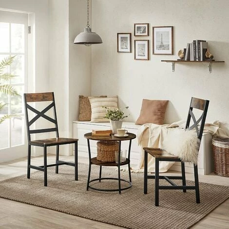 Chaises De Salle à Manger, Lot De 2, Sièges De Cuisine, Cadre En Acier, Ergonomique, Style Industriel, Pour Salon, Cuisine, Marron Rustique Et Noir Par SONGMICS LDC094B01 - Marron Rustique Et Noir 4 Chaises De Salle à Manger, Lot De 2, Sièges De Cuisine, Cadre En Acier, Ergonomique, Style Industriel, Pour Salon, Cuisine, Marron Rustique Et Noir Par SONGMICS LDC094B01 - Marron Rustique Et Noir – Image 2