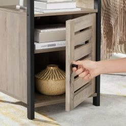 VASAGLE Table De Chevet, Table D’appoint, Table Console, Avec Porte, 2 Niveaux, Planche Réglable En Hauteur, Cadre En Acier, 40 X 40 X 60 Cm, Style Industriel, Grège Et Noir LET062B02 Par SONGMICS - Grège Et Noir -SONGMICS Soldes 55296668 3