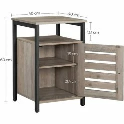 VASAGLE Table De Chevet, Table D’appoint, Table Console, Avec Porte, 2 Niveaux, Planche Réglable En Hauteur, Cadre En Acier, 40 X 40 X 60 Cm, Style Industriel, Grège Et Noir LET062B02 Par SONGMICS - Grège Et Noir -SONGMICS Soldes 55296668 5