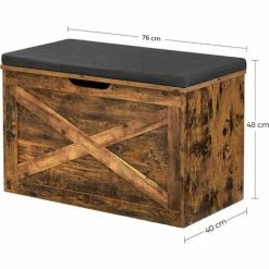 Banc à Chaussures, Coffre De Rangement, Avec Coussin Rembourré, Meuble D’entrée, Style Imitation Grange, 76 X 40 X 48 Cm, Marron Rustique Par SONGMICS LHS056X01 - Marron Rustique -SONGMICS Soldes 55297022 5