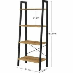 Meuble De Rangement, Étagère Échelle, Bibliothèque à 4 Niveaux, Cadre En Métal, Montage Facile, Pour Salon, Chambre, Cuisine, Marron Miel Et Noir Par SONGMICS LLS044B05 - Marron Miel Et Noir -SONGMICS Soldes 55297777 5