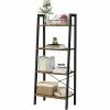 Meuble De Rangement, Étagère Échelle, Bibliothèque à 4 Niveaux, Cadre En Métal, Montage Facile, Pour Salon, Chambre, Cuisine, Marron Noisette Et Noir Par SONGMICS LLS044B03 - Marron Noisette Et Noir -SONGMICS Soldes 55297780 1
