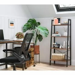 Meuble De Rangement, Étagère Échelle, Bibliothèque à 4 Niveaux, Cadre En Métal, Montage Facile, Pour Salon, Chambre, Cuisine, Marron Noisette Et Noir Par SONGMICS LLS044B03 - Marron Noisette Et Noir -SONGMICS Soldes 55297780 3