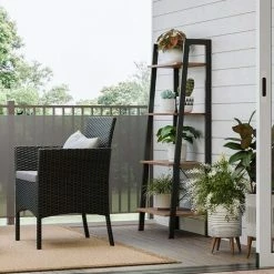 Meuble De Rangement, Étagère Échelle, Bibliothèque à 4 Niveaux, Cadre En Métal, Montage Facile, Pour Salon, Chambre, Cuisine, Marron Noisette Et Noir Par SONGMICS LLS044B03 - Marron Noisette Et Noir -SONGMICS Soldes 55297780 4