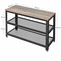 VASAGLE Banc à Chaussures, Étagère De Rangement à 2 Niveaux, Organisateur, à Chaussures, 73 X 30 X 45 Cm, Pour Entrée, Salon, Cadre En Acier, Style Industriel, Grège Et Noir Par SONGMICS LBS73MB - Grège Et Noir -SONGMICS Soldes 55314479 5