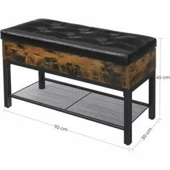VASAGLE Banc à Chaussures, Avec Coffre Et étagère En Maille, Rembourré, Bout De Lit, Pour Entrée, Salon, Chambre, Cadre En Acier, Montage Facile, PU, Style Industriel, Marron Rustique Et Noir Par SONGMICS LSB46BX - Marron Rustique Et Noir -SONGMICS Soldes 55481766 5
