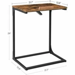 VASAGLE Table D'appoint, Bout De Canapé, Petit Bureau Pour Ordinateur Portable, Dessus De Table Inclinable, Cadre En Acier Robuste, Pour Salon, Montage Facile, Marron Rustique Et Noir LNT057B01 Par SONGMICS - Grège Et Noir -SONGMICS Soldes 55481767 5