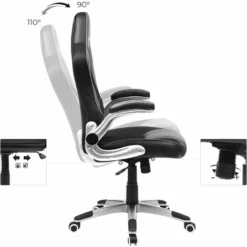 SONGMICS Siège De Bureau Pivotant, Fauteuil Ergonomique, Avec Accoudoirs Pliables, Piètement En étoile En Nylon, Charge Maximale 150 Kg, Noir OBG63BK - Noir 9 SONGMICS Siège De Bureau Pivotant, Fauteuil Ergonomique, Avec Accoudoirs Pliables, Piètement En étoile En Nylon, Charge Maximale 150 Kg, Noir OBG63BK - Noir -SONGMICS Soldes 55482826 3