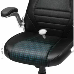 SONGMICS Siège De Bureau Pivotant, Fauteuil Ergonomique, Avec Accoudoirs Pliables, Piètement En étoile En Nylon, Charge Maximale 150 Kg, Noir OBG63BK - Noir 10 SONGMICS Siège De Bureau Pivotant, Fauteuil Ergonomique, Avec Accoudoirs Pliables, Piètement En étoile En Nylon, Charge Maximale 150 Kg, Noir OBG63BK - Noir -SONGMICS Soldes 55482826 4
