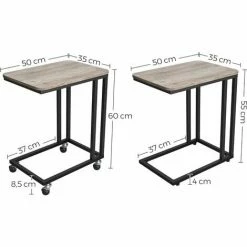 VASAGLE Table D’appoint, Bout De Canapé, Table Mobile, Avec Cadre En Acier Et Roulettes, Montage Facile, Style Industriel, Pour Salon, Chambre, Balcon, Grège Et Noir LNT050B02 Par SONGMICS - Grège Et Noir 11 VASAGLE Table D’appoint, Bout De Canapé, Table Mobile, Avec Cadre En Acier Et Roulettes, Montage Facile, Style Industriel, Pour Salon, Chambre, Balcon, Grège Et Noir LNT050B02 Par SONGMICS - Grège Et Noir -SONGMICS Soldes 55483262 5