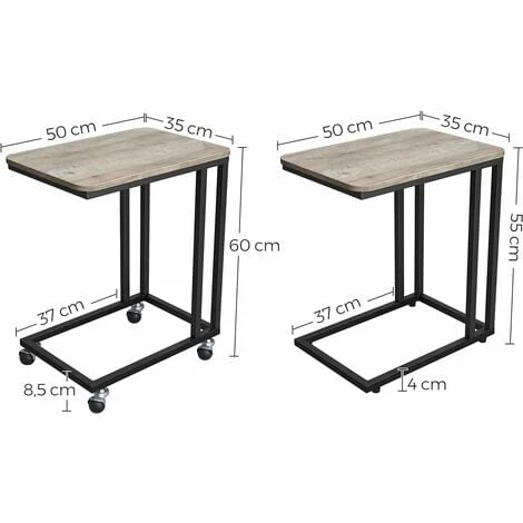 VASAGLE Table D’appoint, Bout De Canapé, Table Mobile, Avec Cadre En Acier Et Roulettes, Montage Facile, Style Industriel, Pour Salon, Chambre, Balcon, Grège Et Noir LNT050B02 Par SONGMICS - Grège Et Noir 7 VASAGLE Table D’appoint, Bout De Canapé, Table Mobile, Avec Cadre En Acier Et Roulettes, Montage Facile, Style Industriel, Pour Salon, Chambre, Balcon, Grège Et Noir LNT050B02 Par SONGMICS - Grège Et Noir – Image 5