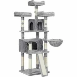 FEANDREA Arbre à Chat XXL, Tour De Jeux 168 Cm, Gris Clair Par SONGMICS PCT019W01 - Gris Clair