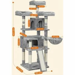 FEANDREA Arbre à Chat XXL, Tour De Jeux 168 Cm, Gris Clair Par SONGMICS PCT019W01 - Gris Clair -SONGMICS Soldes 55483264 5