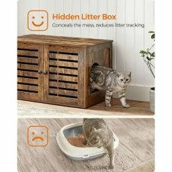 FEANDREA Maison De Toilette Pour Chats, Marron Rustique Par SONGMICS PCL003X01 - Marron Rustique -SONGMICS Soldes 55495282 3