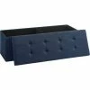 SONGMICS Banc Avec Espace De Rangement, Siège, Coffre De Rangement, Pliable, Capacité De Charge 300 Kg, 120 L, 110 X 38 X 38 Cm, Imitation Lin, Bleu Foncé LSF77IN - Bleu Foncé -SONGMICS Soldes 55540723 1