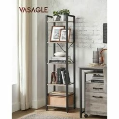 VASAGLE Étagère à 5 Niveaux, Bibliothèque, Meuble De Rangement, Avec Sructure En Acier, Pour Salon, Bureau, Entrée, Style Industriel, Grège Et Noir Par SONGMICS LLS100B02 - Grège Et Noir -SONGMICS Soldes 55540727 2