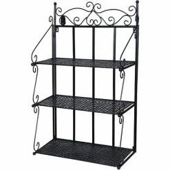 SONGMICS Étagère Murale, Support En Fer Forgé, Pour Cuisine, Salle De Bain LSN03B - Noir