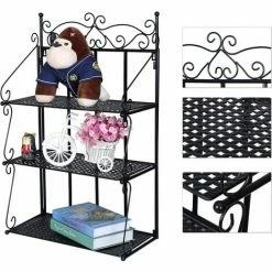 SONGMICS Étagère Murale, Support En Fer Forgé, Pour Cuisine, Salle De Bain LSN03B - Noir -SONGMICS Soldes 55540729 3