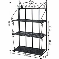 SONGMICS Étagère Murale, Support En Fer Forgé, Pour Cuisine, Salle De Bain LSN03B - Noir -SONGMICS Soldes 55540729 5