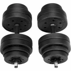 Haltères Lot De 2 Courts Revêtement Plastique 30kg Par SONGMICS - Noir