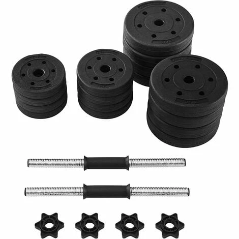 Haltères Lot De 2 Courts Revêtement Plastique 30kg Par SONGMICS - Noir 6 Haltères Lot De 2 Courts Revêtement Plastique 30kg Par SONGMICS - Noir – Image 4