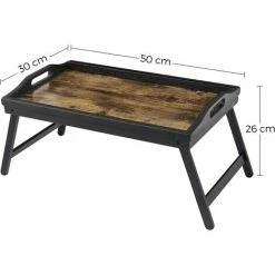 Table De Lit Avec Pieds En Bambou Réglables, Support Pour Ordinateur Portable, Plateau Snack Petit-déjeuner, Marron Rustique LLD106B01 Par SONGMICS - Marron Rustique -SONGMICS Soldes 55540734 5