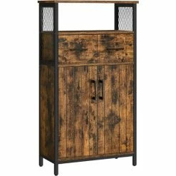 VASAGLE Meuble De Rangement, Buffet, Placard, Avec Tiroir Et Étagère Réglable, Meuble De Salle De Bain, Cadre En Acier, Pour Salon, Cuisine, Style Industriel, Marron Rustique Et Noir Par SONGMICS LSC261B01 - Marron Rustique Et Noir
