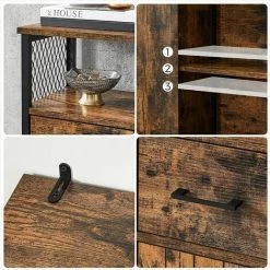 VASAGLE Meuble De Rangement, Buffet, Placard, Avec Tiroir Et Étagère Réglable, Meuble De Salle De Bain, Cadre En Acier, Pour Salon, Cuisine, Style Industriel, Marron Rustique Et Noir Par SONGMICS LSC261B01 - Marron Rustique Et Noir -SONGMICS Soldes 55540737 4