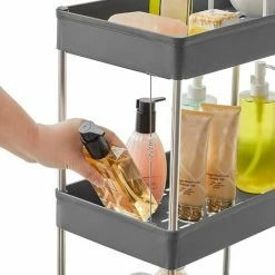 SONGMICS Desserte à Roulettes, Chariot De Rangement, Étagère Roulante, 4 Niveaux, Gain De Place, Pour Salle De Bain, Cuisine, Bureau, 40 X 22 X 86 Cm, Gris KSC010G01 - Gris -SONGMICS Soldes 55540740 3