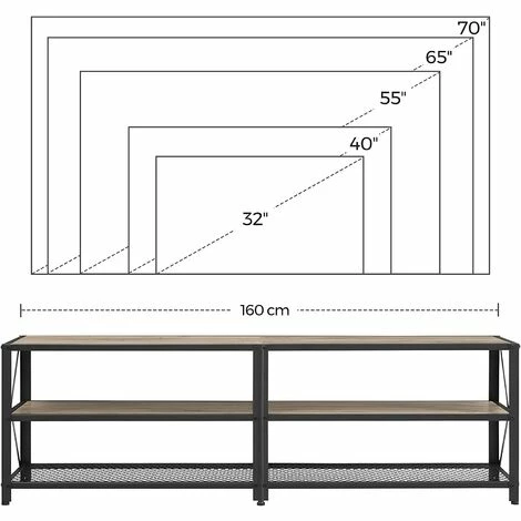 VASAGLE Meuble TV, Support TV Pour Télévision Jusqu'à 70 Pouces, Table De Salon, Avec étagères De Rangement, Cadre En Acier, Pour Salon, Chambre, Grège Et Noir LTV095B02 Par SONGMICS - Grège Et Noir 7 VASAGLE Meuble TV, Support TV Pour Télévision Jusqu'à 70 Pouces, Table De Salon, Avec étagères De Rangement, Cadre En Acier, Pour Salon, Chambre, Grège Et Noir LTV095B02 Par SONGMICS - Grège Et Noir – Image 5