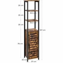 VASAGLE Meuble Colonne, Meuble De Rangement, Armoire De Rangement, Style Industriel, Armoire De Salle De Bain, Haut, Pour Salon, 37 X 30 X 167 Cm, Vintage Par SONGMICS LSC37BX - Vintage -SONGMICS Soldes 55540747 5