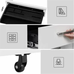 SONGMICS Caisson De Bureau, Placard De Rangement Mobile, Avec Roulettes, Pour Documents Et Dossier Suspendu, Avec 3 Tiroirs Et Serrure, En Acier, Blanc OFC010W01 - Blanc -SONGMICS Soldes 55540748 4