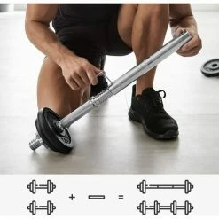 Kit Haltères Musculation, Avec Barre D’Extension, Poids Ajustable，pour Hommes Et Femmes, Musculation, Prise De Masse à La Maison, 1 Paire Par SONGMICS - Noir -SONGMICS Soldes 55540755 4