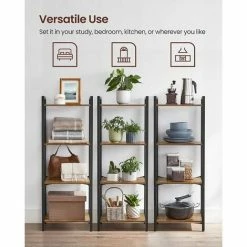 Étagère 4 Niveaux, Bibliothèque, 40 X 24 X 107 Cm, Meuble De Rangement, Cadre En Acier, Style Industriel, Pour Salon, Bureau, Entrée, Marron Rustique Et Noir Par SONGMICS LLS099B01 - Marron Rustique Et Noir -SONGMICS Soldes 55540756 3
